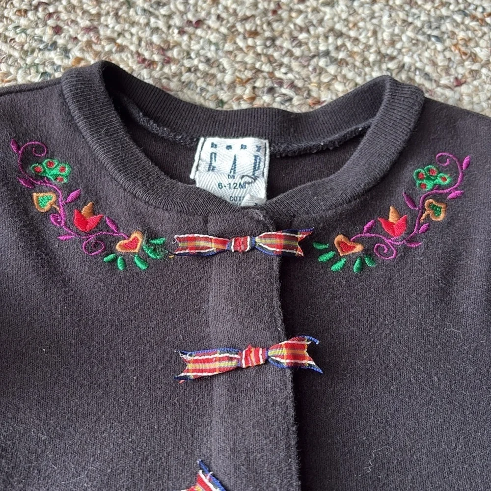 Baby Gap Vintage Black Embroidered Kids One Piece. 6-12 Mos. Y2K